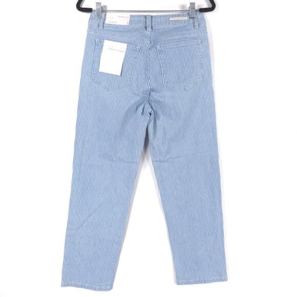 NWT Soft Surroundings Jeans BlueWhite Striped Straight Leg Denim Railroad Size 8 - Picture 3 of 14